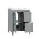 24' Bathroom Vanity with Sink, Bathroom Vanity Cabinet with Two Drawers and Door, Adjustable Shelf, Solid Wood and MDF, Grey (Old Sku:WF309411AAE)
