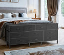 63 Inch TV Stand Dresser With 10 Fabric Drawers Black