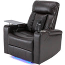 Premium Power Recliner with Storage Arms, Cupholders, Swivel Tray Table and Cell Phone Stand, Brown PU Leather, 35'' x 29.9'' x 41.2''