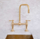 Unlacquered Brass Kitchen Faucet,  Ball Center Kitchen Bridge Faucet