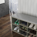 Storage Bench, Shoe Bench, Entryway Bench with Padded Cushion, Drawer and Open Compartments, Bench with Storage, 3 Tier Shoe Rack Bench