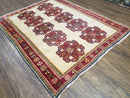 Vintage Persian Gabbeh Rug, Dark Red & Cream, Hand-Knotted, 5' x 6' 4"