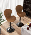 Bar Stools Set Of 3 Brown Counter Height Swivel Chairs With High Back