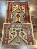 Antique Persian Runner 3 x 7, Camel Hair Runner 3x7 ft, Handmade Hallway Rug, Geometric Design, Tribal Rug, Persian Sarab Rug 3x7