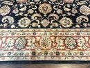 Vintage Oriental Rug 8x11, Floral Persian Design Carpet, Turkish Power Loomed Rug, Navy Blue Red Cream