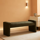 Green Upholstered End Of Bed Bench Curved Wood Frame