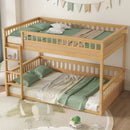 Queen over Queen Bunk Bed with Ladder and Guardrails, Natural