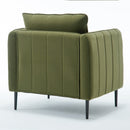 Accent Chair for Living Room, Velvet Comfy Single Sofa Chair Mid-Century Modern Armchair with 1 Pillow and Metal Legs for Bedroom Office Reading