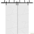 Planum 0990 Painted White Matte Double Barn Door and Black Bypass Rail