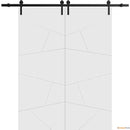 Planum 0990 Painted White Matte Double Barn Door and Black Rail