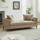Upholstered Chaise Lounge Indoor with Nailheads, Sleeper Sofa Couch with 4 Throw Pillows & 2 Bolsters, Daybed with Rubberwood Legs, Taupe Chenille,75.2'' Wide