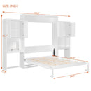 Queen Size Murphy Bed with Desk, Vanity and Cabinets, White