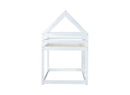 Twin over Twin Rubber Wood Floor Bunk Bed, with ladder,Guardrails,House-Shaped-Bunk Bed,White