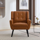 Modern Soft Leather Material Ergonomics Accent Chair Living Room Chair Bedroom Chair Home Chair With Black Legs For Indoor Home-Light Brown PU