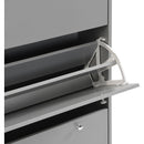 Narrow Design Shoe Cabinet with 3 Flip Drawers, Wood Grain Pattern Top Entryway Organizer with 3 Hooks, Free Standing Shoe Rack with Adjustable Panel for Hallway, Grey