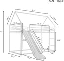 Twin Over Twin Metal Floor Bunk Bed With Slide Playhouse