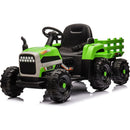 Ride on Tractor with Trailer,24V Battery Powered Electric Tractor Toy, 200wx2motor 1.86-4.97MPH/Remote Control,electric car for kids,Three speed adjustable,USB,MP3, Bluetooth,LED light, safety belt.