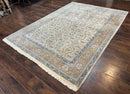 Indo Persian Rug 6x9, Beige, Allover Pattern, Vintage Wool Oriental Carpet