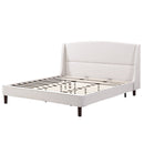 King Size Bed Frame Upholstered Platform Bed with Wingback Headboard,Beige