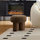Luxurious Dark Brown Boucle Round Ottoman Footstool