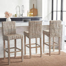 Grey Wash Rattan 30 Inch Bar Stool With Parsons Legs