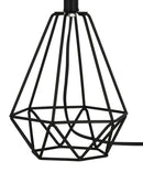 Catalina 18"H Metal Geometric Cage Matte Black Finish Table Lamp with White Linen Drum Shade