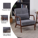Mid-Century Modern Accent Chair, Arm Chair Living Room Chairs with Pillow Upholstered Reading Chair with Solid Wood Frame &  Living Room Bedroom Balcony (Antique Dark Grey)