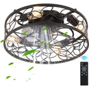 18-inch Black Vintage Caged Ceiling Fan Light – Quiet Operation, Remote Control, Industrial Style for Living Room, Bedroom, and Kitchen (Bulb Not Included)
