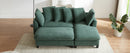 Upholstered Sectional Sofa with Movable Ottoman and Storage in Green Chenille, 83 Inch