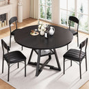 Round Circular Dining Table Set Black Diameter47Inches