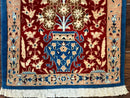 Small Persian Nain Rug, Persian Vase Tree of Life Design, Red and Blue, Very Fine 260 KPSI, Wool and Silk Highlights