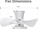 22 Inch Quiet Ceiling Fan With LED Light And Remote Control