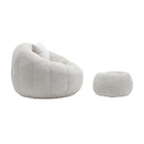COOLMORE Modern Extra Large Round Bean Bag Chair with Footrest for Living Room, Chenille Fabric Lazy Sofa with Pillow for Adults, Teenagers,Child, Suitable for Bedroom, Dormitory, Study Room