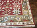 Indian Rug 10x14, Wool Hand Knotted Flatweave Carpet, Tree of Life, Red and Green