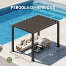[09X12FT] Alora Premium Outdoor Electric Motorized Louvered Pergola With Built-In LED Lights & Fan (SAK53841)