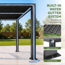 [09X12FT] Alora Premium Outdoor Electric Motorized Louvered Pergola With Built-In LED Lights & Fan (SAK53841)
