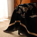 Butterfly Jacquard Soft Couch Blankets Cover for Couch Reversible Modern Sofa Slipcover Throw Covers