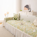 Botanical Sofa Cover with Chiffon Skirt, Floral Couch Throw Blanket for All-Season