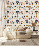 Geometrical Floral Pattern Wallpaper
