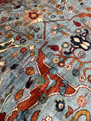 Hand-Knotted Trasitional Serapi Ghazni Wool Rug – 9’1” x 12’ – Intricate Floral Design