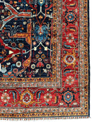 Hand-Knotted Afghani Bidjar Wool Rug – 9’x12’ – Intricate Geometric & Floral Motifs