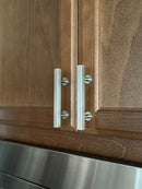 Lew's Square Bar Cabinet Knobs and Pulls in Brushed Nickel