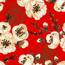 Voguish Red Wallpaper with Flowers