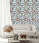 Stylish Blue Floral Wallpaper Chic High-Quality