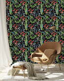 Modish Dark Wallpaper with Meadow Flowers Smart