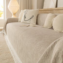 Sofa Cover Throw with Lace Trim & Pom-Pom Fringe, Decorative Couch Cover Blanket