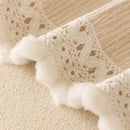 Sofa Cover Throw with Lace Trim & Pom-Pom Fringe, Decorative Couch Cover Blanket