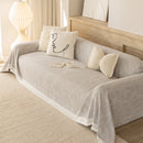 Sofa Cover Throw with Lace Trim & Pom-Pom Fringe, Decorative Couch Cover Blanket