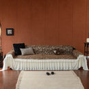 French Country Floral Sofa Cover with Chiffon Ruffle Skirt, Vintage Sofa Throw Cover