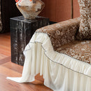French Country Floral Sofa Cover with Chiffon Ruffle Skirt, Vintage Sofa Throw Cover